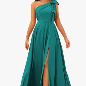 Elegant Teal One-Shoulder Dress